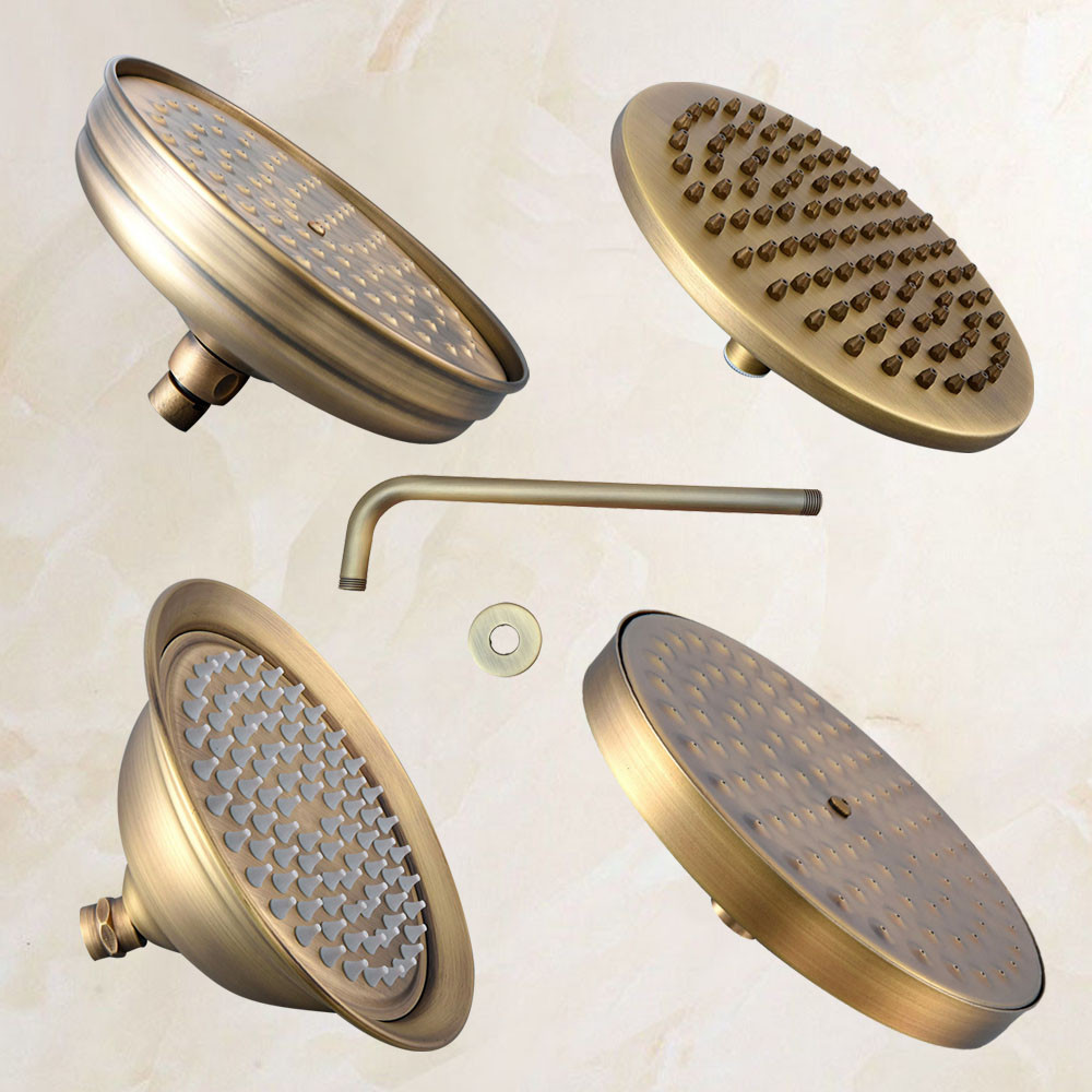 Round Vintage Retro Bathroom Rain Shower Head 8 นิ้ว Antique Brass Shower Sprayer & Shower Arm Szh372