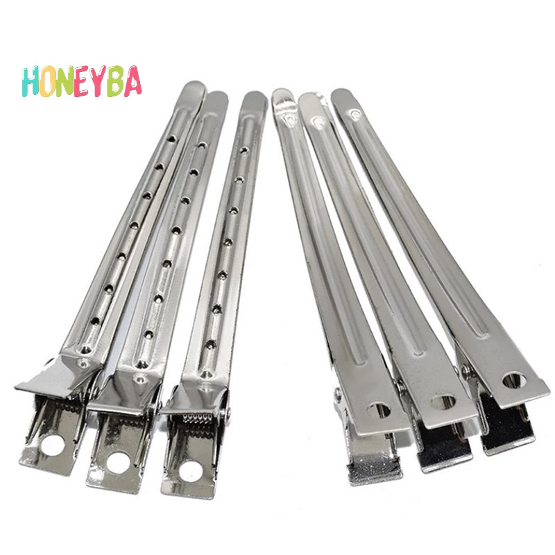 <Honeyba> 10 ชิ้น Hair Care คลิปสแตนเลสแบ่งส่วนคลิป Clamps สําหรับ Hairdressing Nice