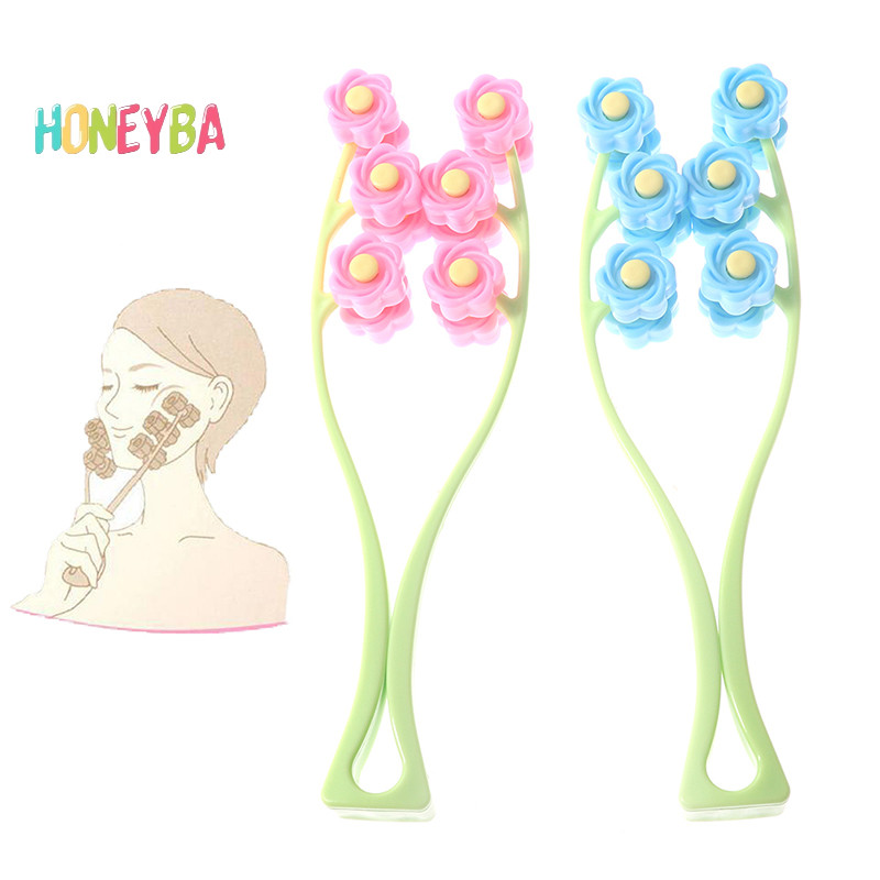 <Honeyba> Neck Face Roller Slim Massage เครื่องนวดหน้า Slimming Remove Double Chin Tool ดี