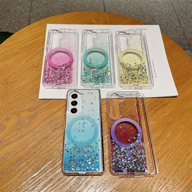 แฟชั่น Glitter Bling Gradient Magnetic Clear Case Samsung รูปที่ 2