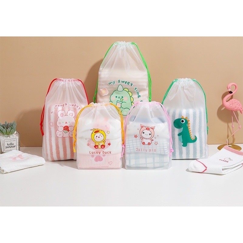 ถุงหูรูด ถุงเก็บของ ถุงใส (เสื้อผ้า รองเท้า แปรงสีฟัน) ถุงซิปกันน้ำอเนกประสงค์