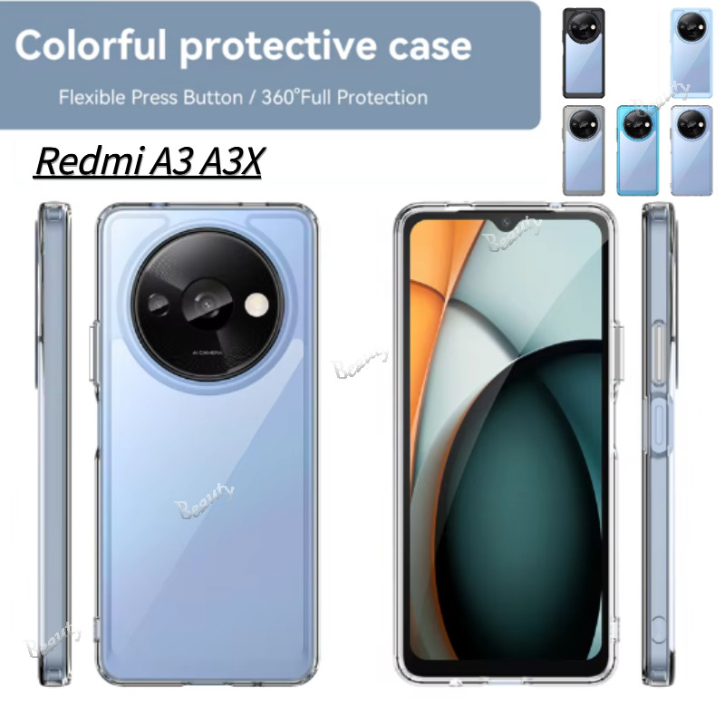 สําหรับxiaomi Redmi A3 4Gสแควร์โปร่งใสTPUฝาครอบป้องกันกันกระแทกนุ่มกรอบที่มีสีสันซิลิโคนใสเคสโทรศัพท