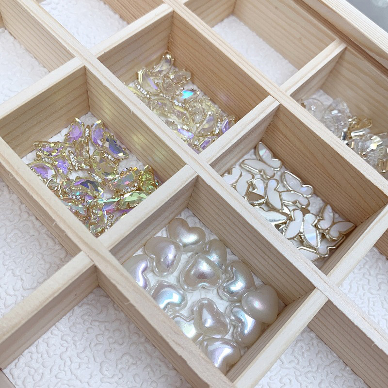 เล็บกล่องเก็บเครื่องประดับเล็บเครื่องมือไม้เนื้อแข็งวัสดุกันฝุ่น พลอยเทียม กล่อง20ช่อง14.5*23ซม - รูปที่ 2