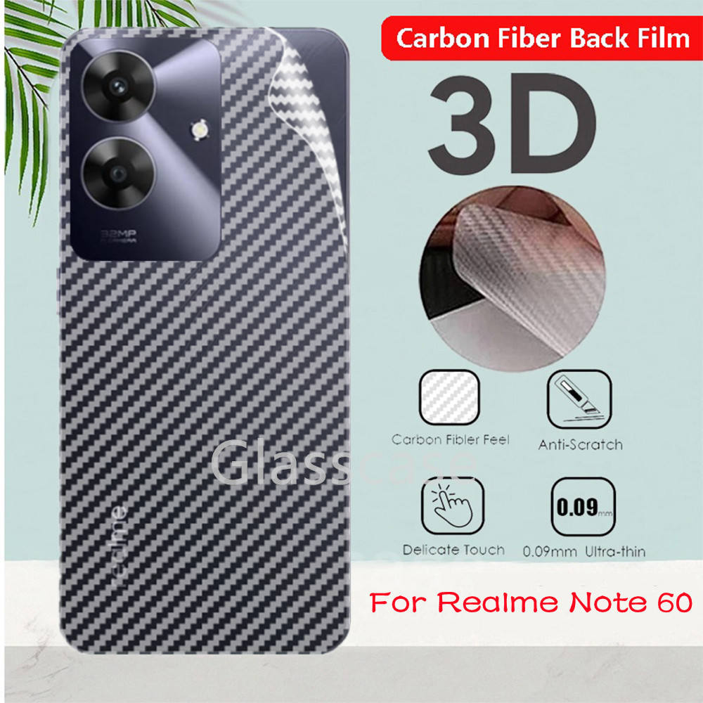 สําหรับrealmeหมายเหตุ60 50 X 60X Note60 Note60X Note50 RealmeNote60 RealmeNote60X 2024 Anti Slip 3Dคาร์บอนไฟเบอร์ป้องกันหน้าจอด้านหลังป้องกันฟิล์มไม่กระจกนิรภัย