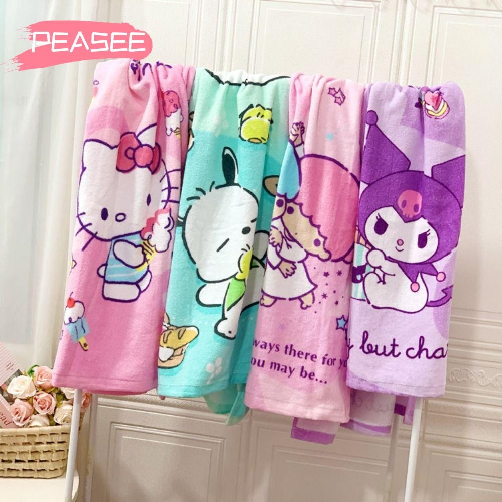 [PEASEE] ผ้าขนหนูอาบน้ําการ์ตูน, ผ้าขนหนู Melody Microfibre Sanrio, ผ้าฝ้ายเนื้อนุ่มดูดซับน้ําผ้าเช็ดตัวใหญ่ชายหาด