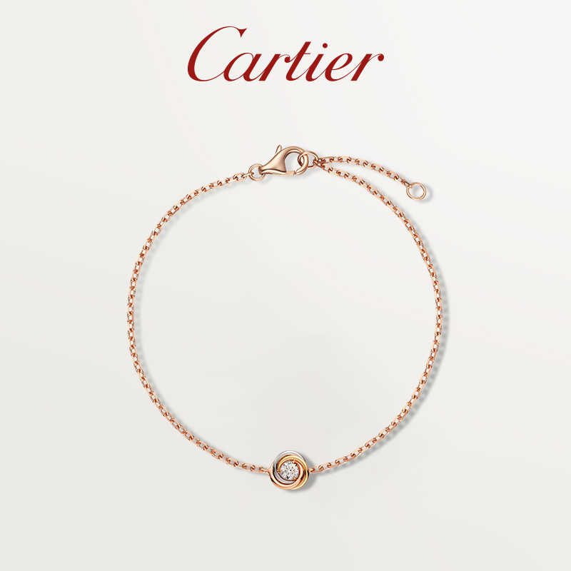 [Ready Stock ลดราคาลดราคา] Cartier Cartier Trinity Series Rose Gold Platinum Diamond Tricolor Gold Bracelet Couple Gift