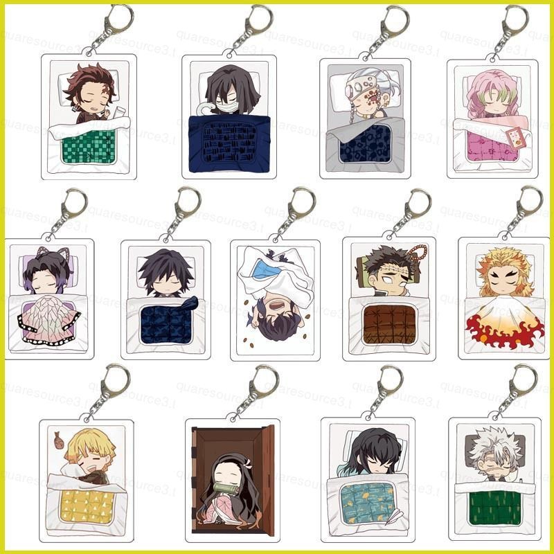 Sq3 Demon Slayer พวงกุญแจกระเป๋าจี้อะคริลิคพวงกุญแจ Tanjirou Nezuko Giyuu อะนิเมะพวงกุญแจของขวัญ 2 ด