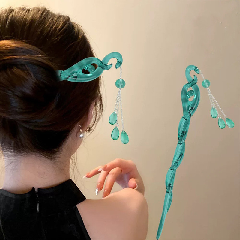 กิ๊บพู่ลอยงูสีขาว Xu Xianding Love Origin Hairpin งูสีเขียวปล้นกิ๊บโบราณ