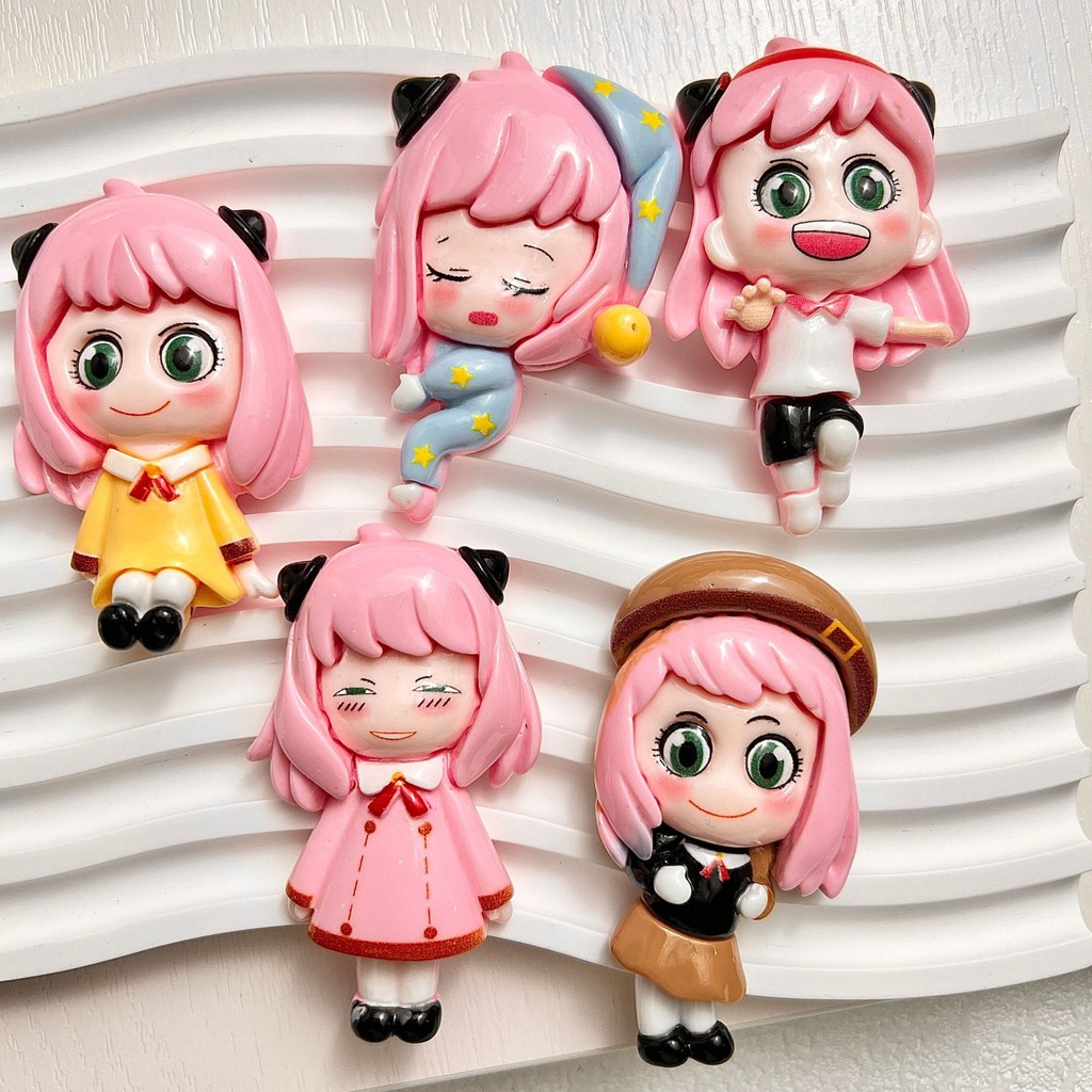 5ชิ้นน่ารักสีชมพูผมสาวการ์ตูนเรซิ่นเสน่ห์สําหรับ ทําเอง (4-334)
