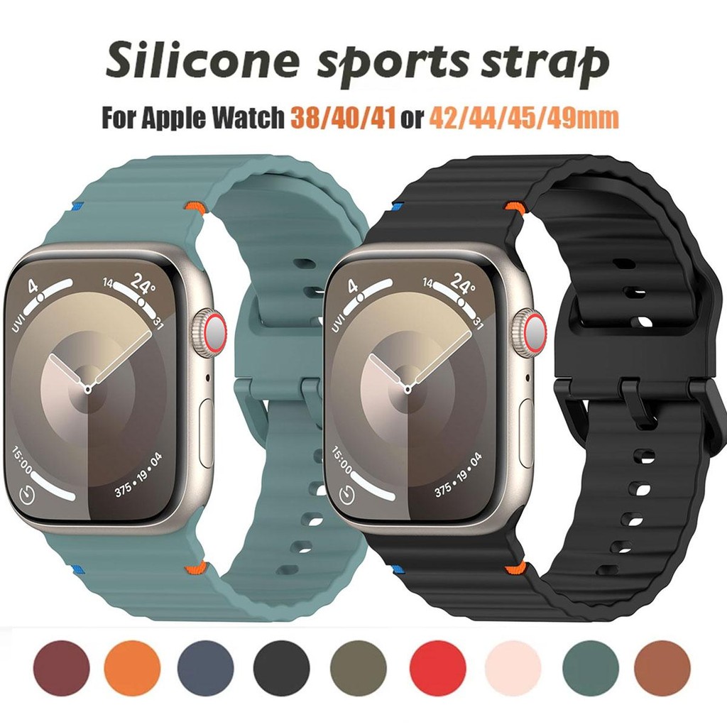 สายรัดซิลิโคนสําหรับ Apple Watch Ultra 49 มม.45 มม.44 มม.42 มม.เปลี่ยนนาฬิกา corra Series 10 9 8 7 6 4 SE