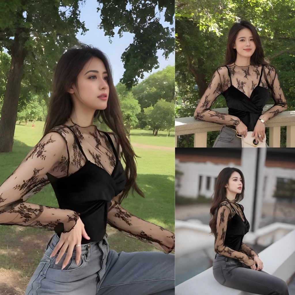 ซีทรูลูกไม้แขนยาวผ้านิ่ม รุ่นใหม่สุดฮิต ที่มาพร้อมดีไซน์ทันสมัยเหมาะสำหรับการแต่งตัวในทุกโอกาส