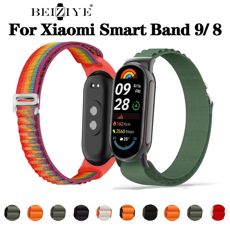 Alpine Loop สําหรับ Xiaomi Mi Band 9 8 สร้อยข้อมือเปลี่ยนสายนาฬิกาไนลอนสําหรับ Mi Band 9 NFC สมาร์ท Wrsitband เข็มขัดอุปกรณ์เสริม