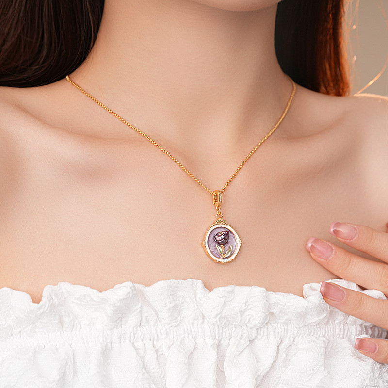 สร้อยคอ Monet Garden Round Pearl Flower Clavicle Chain สร้อยคอพรีเมี่ยมผู้หญิง