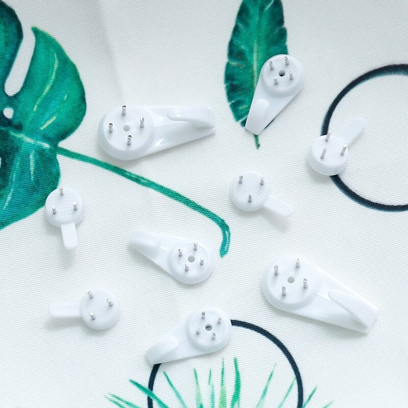 มัลติฟังก์ชั่พลาสติกสีขาวที่มองไม่เห็นตะขอติดผนัง / กรอบรูปวาดตะขอ / เสื้อผ้าหมวกผ้าเช็ดตัวกุญแจที่มองไม่เห็นตะขอ / ตะขอแขวนเล็บไร้รอยต่อ - รูปที่ 2