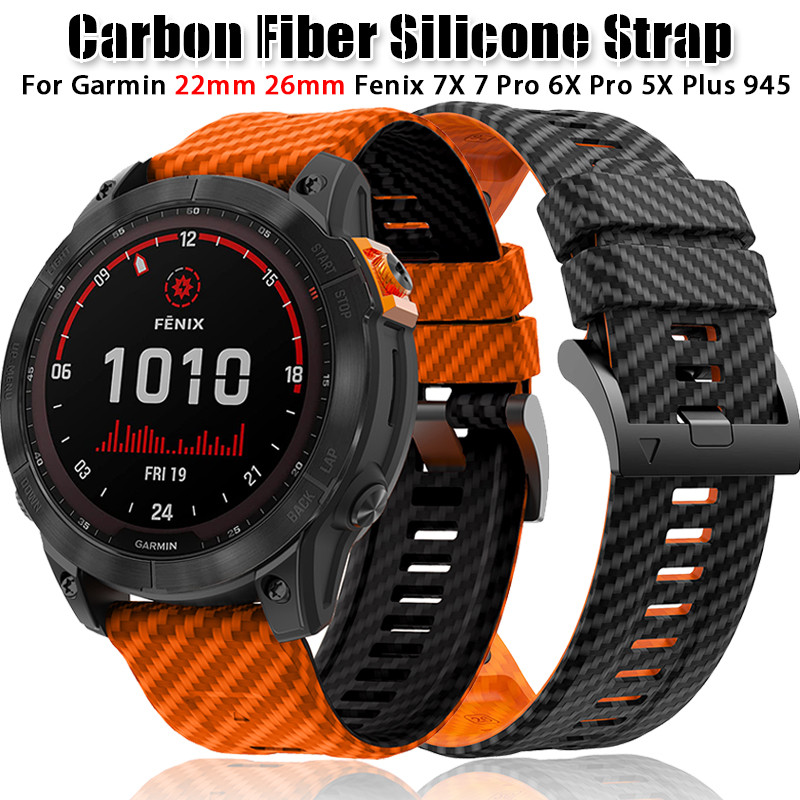 22 มม.26 มม.คาร์บอนไฟเบอร์สายรัดซิลิโคนสําหรับ Garmin Fenix 7X 7 Pro Epix Pro Gen2 47 มม.51 มม.QuickFit Garmin Fenix 6 6X Pro 5X Plus Two Tone สายรัดข้อมือพื้นผิว