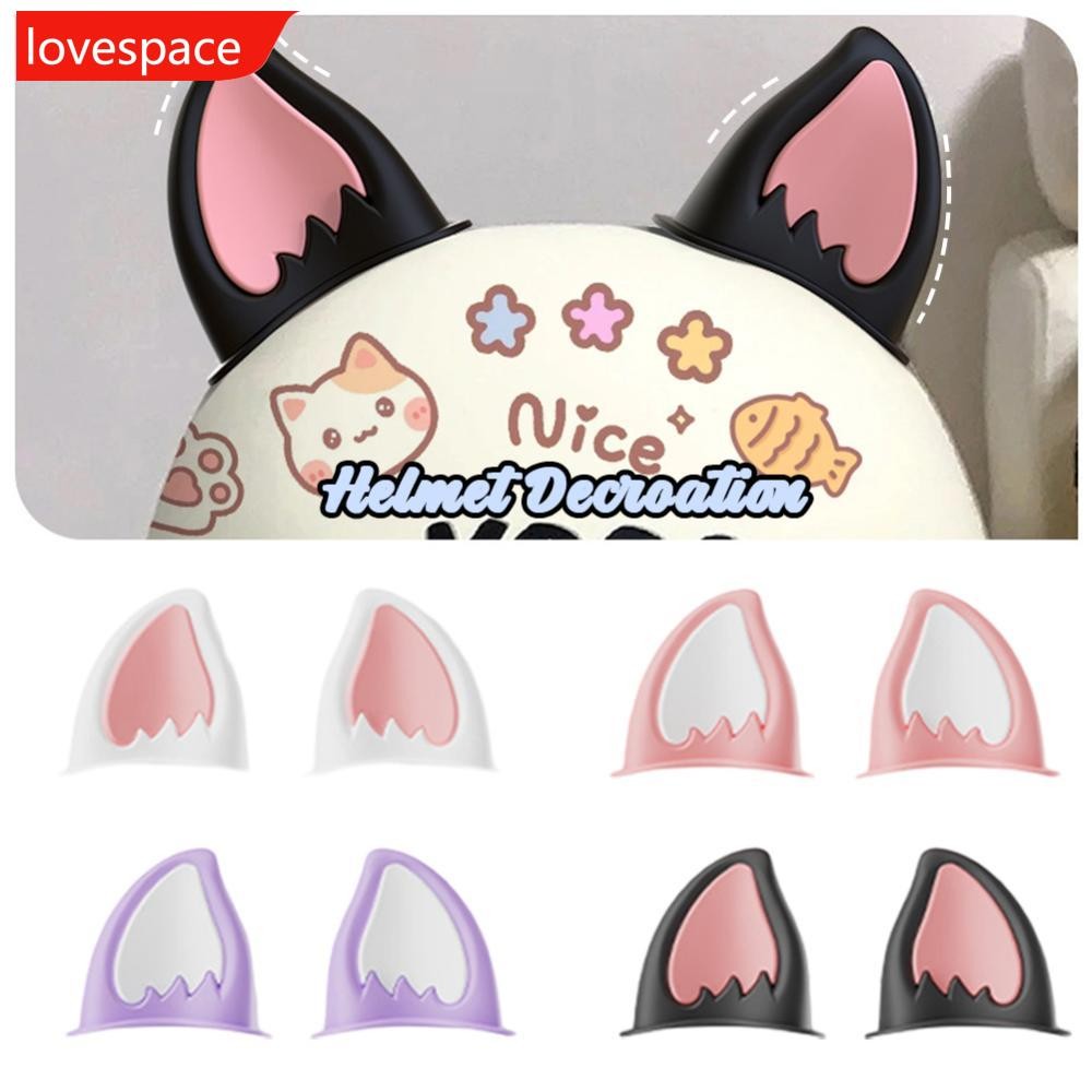 LOVESPACE 2 ชิ้นหมวกกันน็อครถจักรยานยนต์หูแมววิบากหมวกกันน็อครถยนต์ไฟฟ้าอุปกรณ์เสริมขับรถจัดแต่งทรงผมหมวกกันน็อค Decroation N6U6