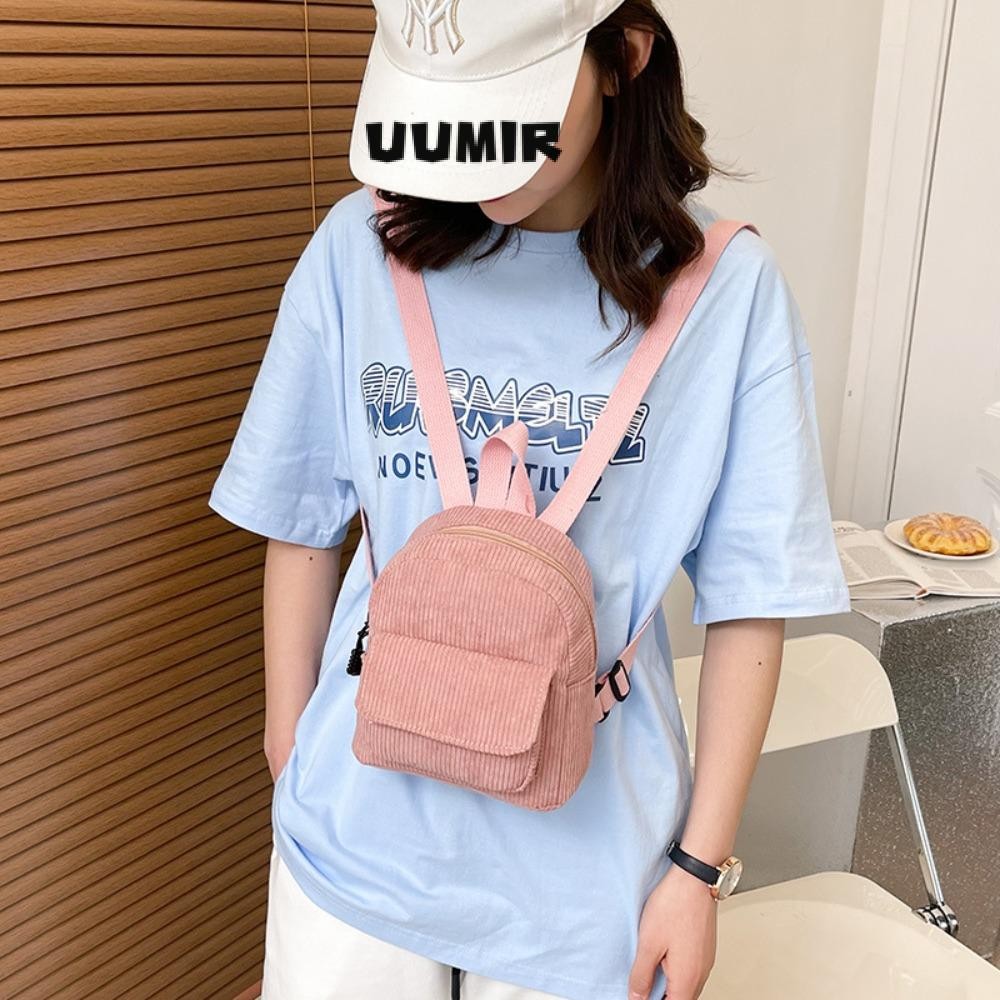 กระเป๋าเป้สะพายหลังขนาดเล็ก, ผ้าลูกฟูกสีทึบกระเป๋าเป้สะพายหลังขนาดเล็ก, แฟชั่น ดครอน น้ําหนักเบาหลายกระเป๋าวัยรุ่น