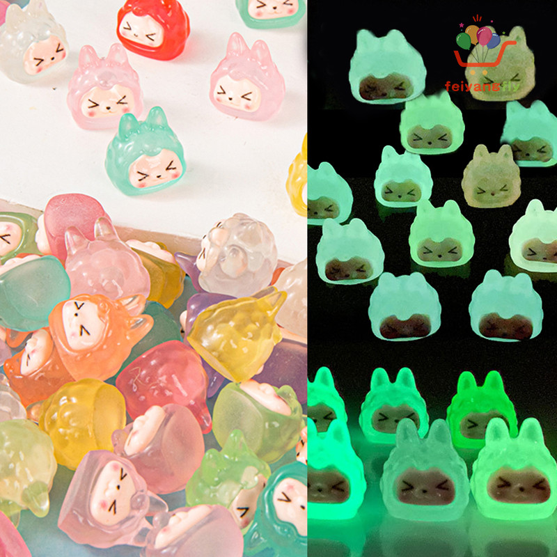 [OB] 10 ชิ้น Luminous Rabbit Glow At Night Micro Landscape ตกแต่งสัตว์น่ารักปลา DIY TH
