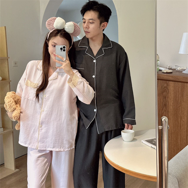 สไตล์เกาหลีชุดนอนผ้าฝ้ายนุ่มคาร์ดิแกนผู้ชายและผู้หญิงเมฆผ้าฝ้ายคุณภาพสูงกางเกงแขนยาวชุดเลานจ์ที่อบอุ่น