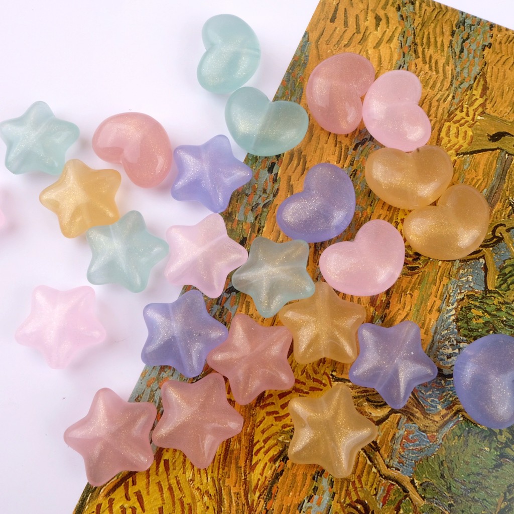สีชมพูทองอ้วนพีชดาวลูกปัดโซ่โทรศัพท์มือถือลูกปัดสี DIY สร้อยข้อมือสร้อยคอต่างหูอุปกรณ์ทำด้วยมือ