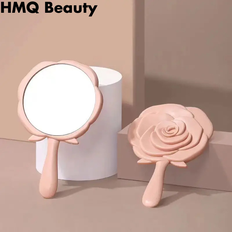 3ง กระจกแต่งหน้ารูปกุหลาบต่อขนตากระจกโต๊ะเครื่องแป้งมือถือกระจกเครื่องสําอางแบบพกพาสําหรับสาวๆผู้หญิงแต่งหน้าเครื่องมือ