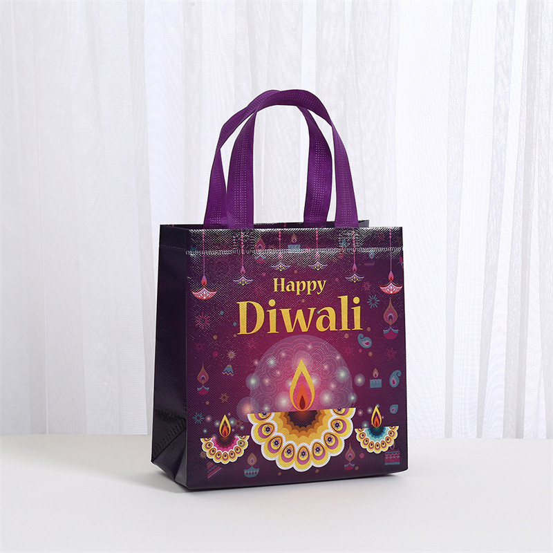 Diwali Gift Tote Bags, Deepavali นํากลับมาใช้ใหม่ไม่ทอ, สําหรับอุปกรณ์งานรื่นเริง, กระเป๋า Goodies P