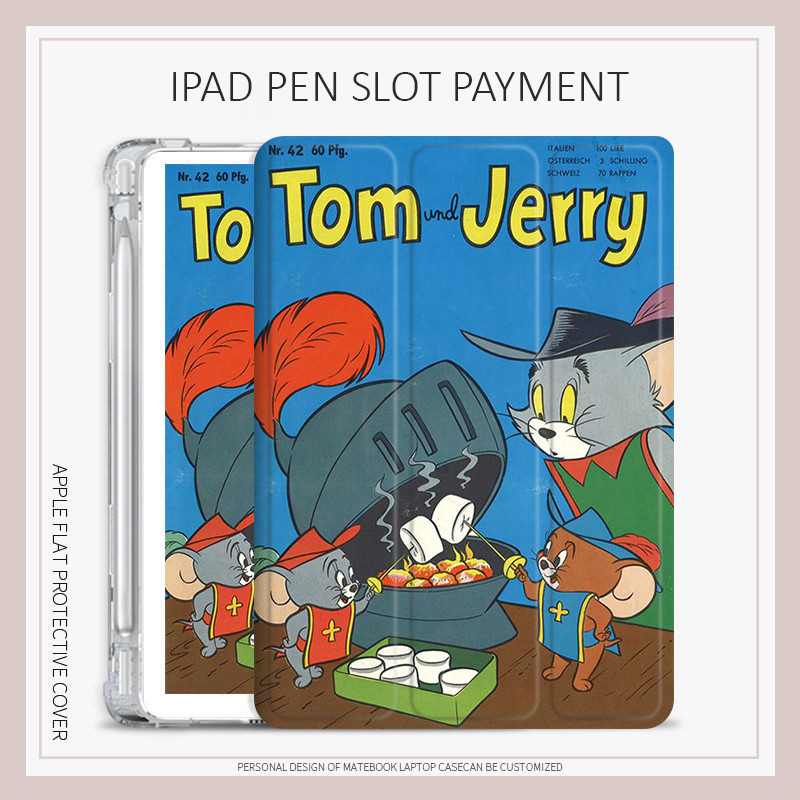 เคส Tom Jerry iPad 2024 pro11 pro12.9 pro13 2022 เคสการ์ตูน iPad air4/5/6 10.2 gen7/8/9 gen10 mini4/