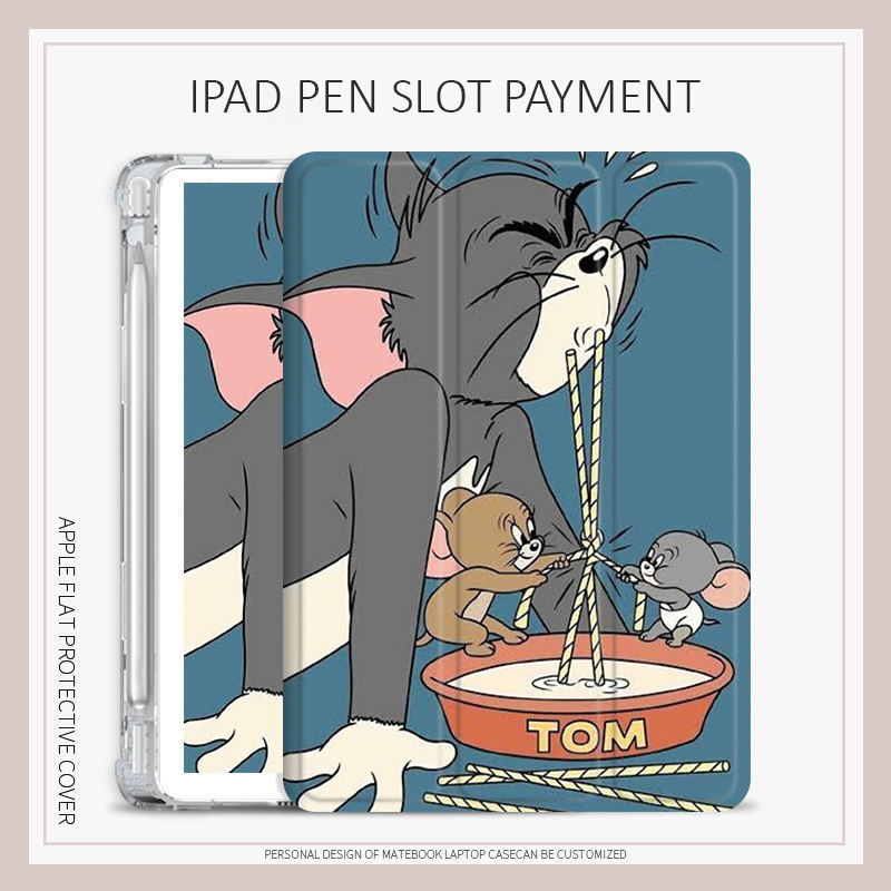 Cat mouse Tom Jerry case iPad air4/5/6 10.2 gen7/8/9 mini6 case iPad 10.9 gen10 pro11 2022 2024 pro1