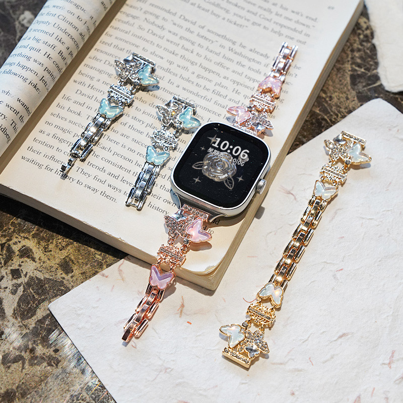 Bling ผีเสื้อสาวสายนาฬิกาสําหรับ Xiaomi Redmi Watch 5 Active สร้อยข้อมือสายรัดข้อมือ Redmi Watch 5 Lite Smartwatch เพชรสายโลหะ