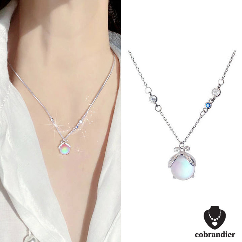 ส่งเร็ว Moonstone Firefly สร้อยคอพรีเมี่ยมโซ่ไหปลาร้าโซ่นักเรียนของขวัญวันเกิดออกแบบซอกcobrandier.COD