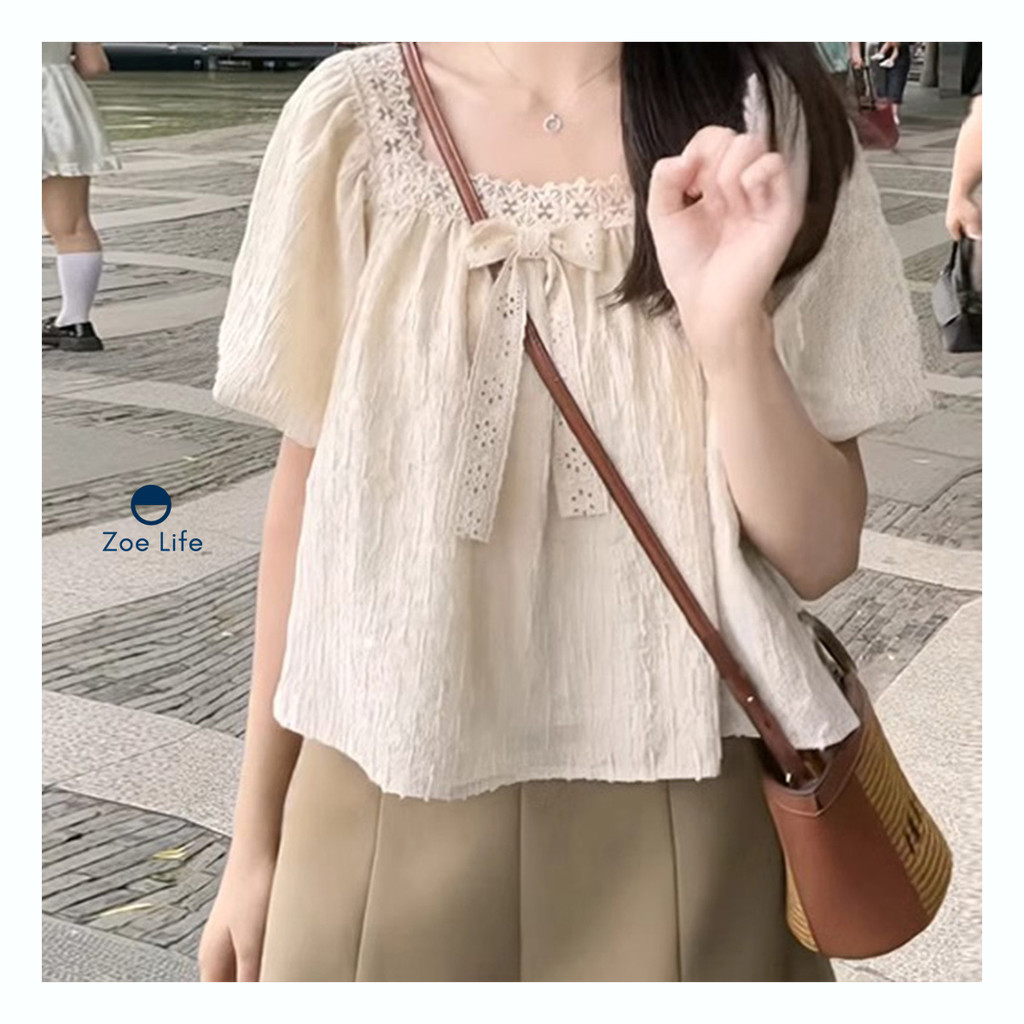 เสื้อแขนพองใส่สบาย สำหรับสาวตัวเล็กเสื้อชีฟองหญิง หรูหราและทันสมัย