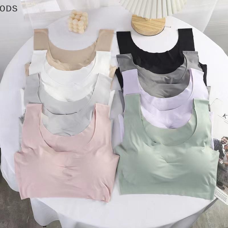 Ods ที่ถอดออกได้หน้าอก Pad Pull Up Bra 2024 ผู้หญิงไม่มีรอยต่อผ้าไหมน้ําแข็ง Bra ไม่มีแหวนเหล็ก Breathable Push Up เสื้อกั๊กโยคะ OD