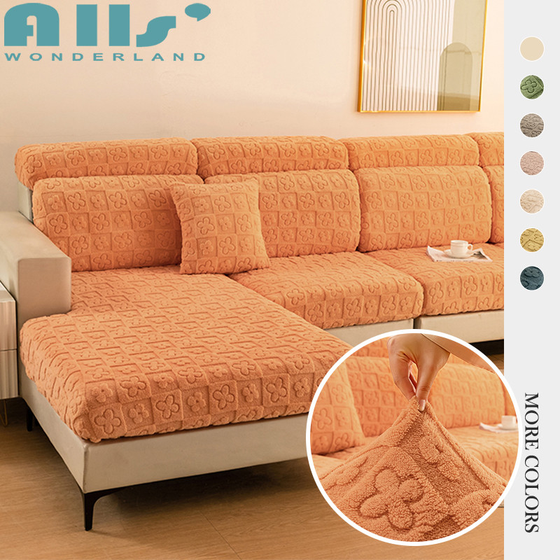 กำมะหยี่ ที่นั่ง ผ้าคลุม มีกระโปรง ป้องกันฝุ่น สีทึบ ดอกไม้ Jacquard sofa cushion cover กันลื่น ข้นอบอุ่น