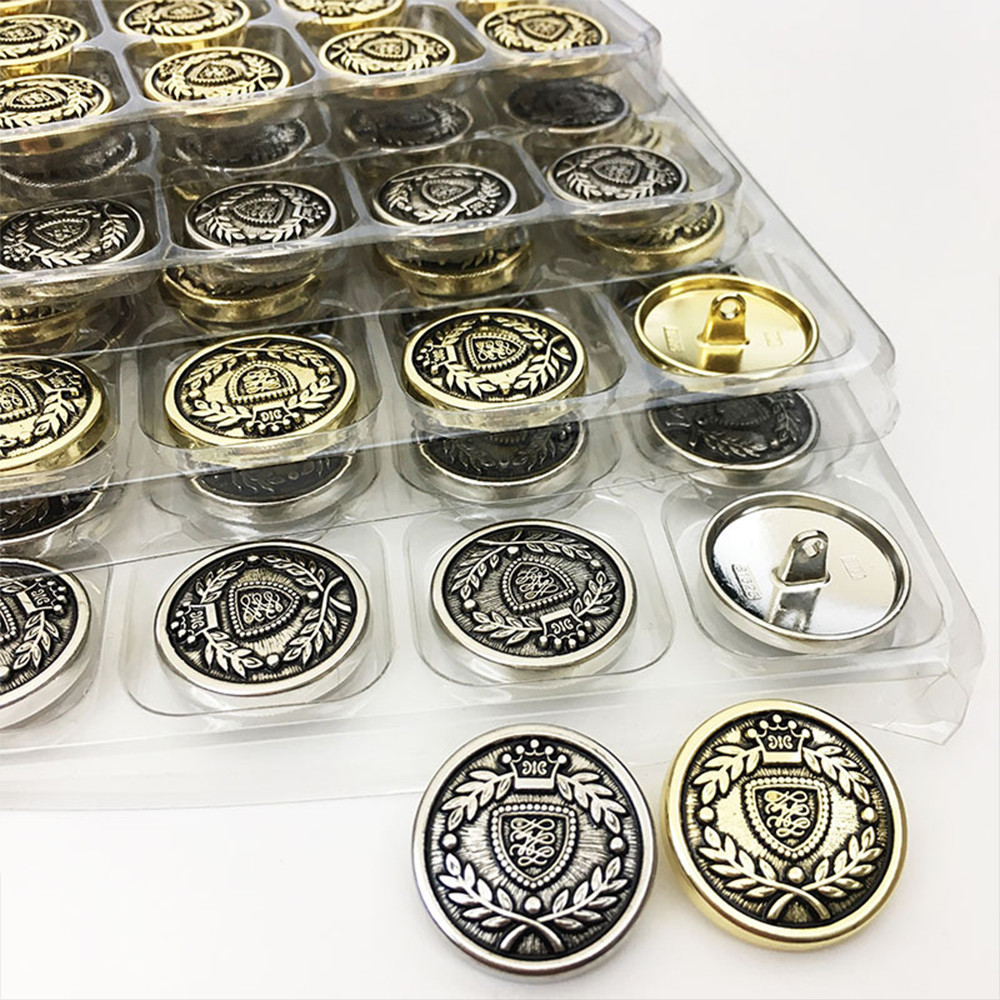 10ชิ้น/เซ็ตแฟชั่นข้าวสาลีโล่มงกุฎออกแบบรอบปุ่มโลหะวินเทจเสื้อสูทเสื้อเสื้อกันหนาวเสื้อถักตกแต่งปุ่ม - รูปที่ 3