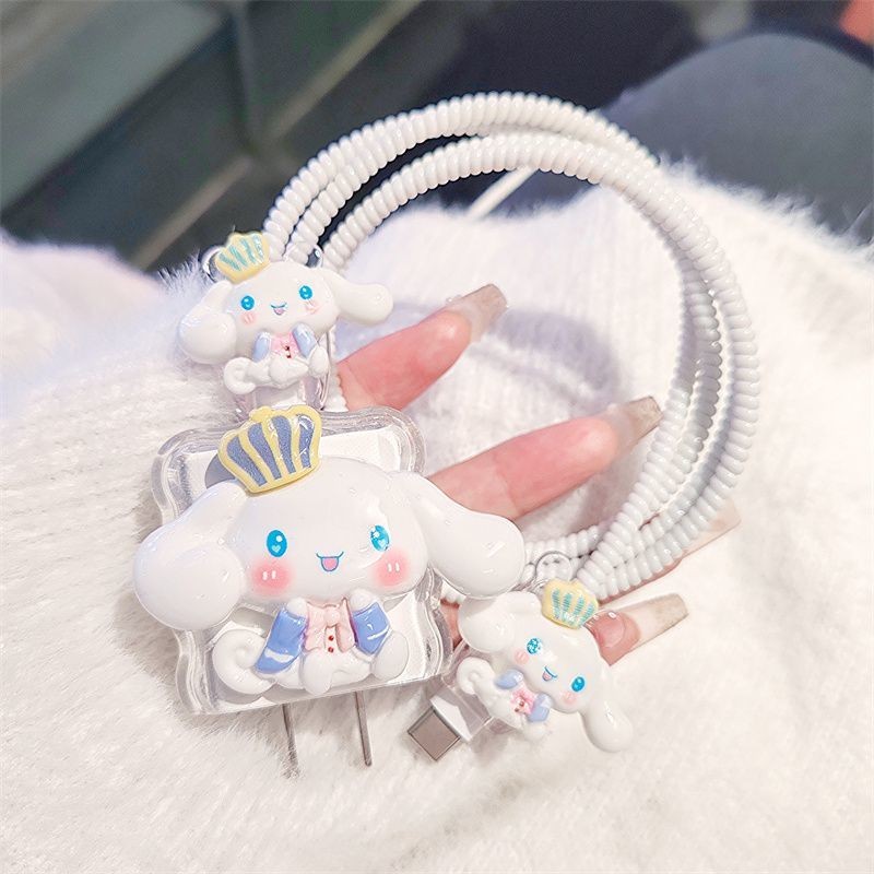 การ์ตูนสุนัขหูใหญ่ DIY 18w/20w Charger Protector ชุด Charger Case Cable Protector สําหรับ iPhone11 12 13 14pro max