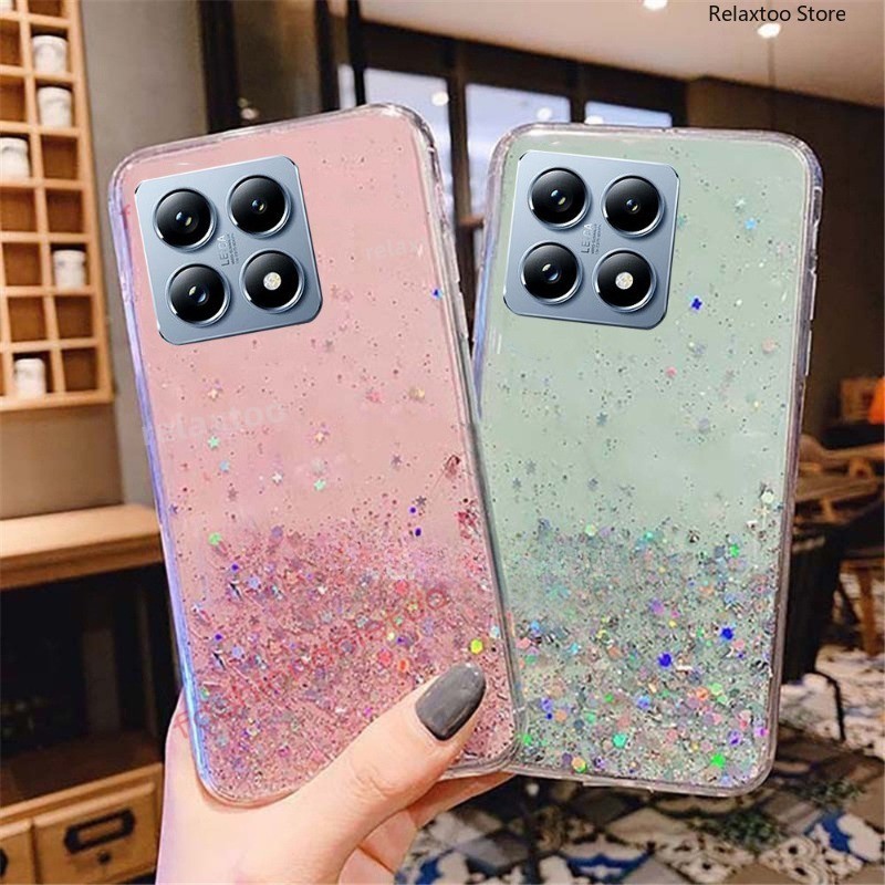 Xiaomi14t ProปลอกใสสําหรับXiaomi 14T 13T Pro 14TPro 13TPro Xiaomi14TPro 5Gฟอยล์โปร่งใสBling Glitterซิลิโคนนุ่มTPUเคสโทรศัพท์Ultraบางเลนส์ปกหลัง