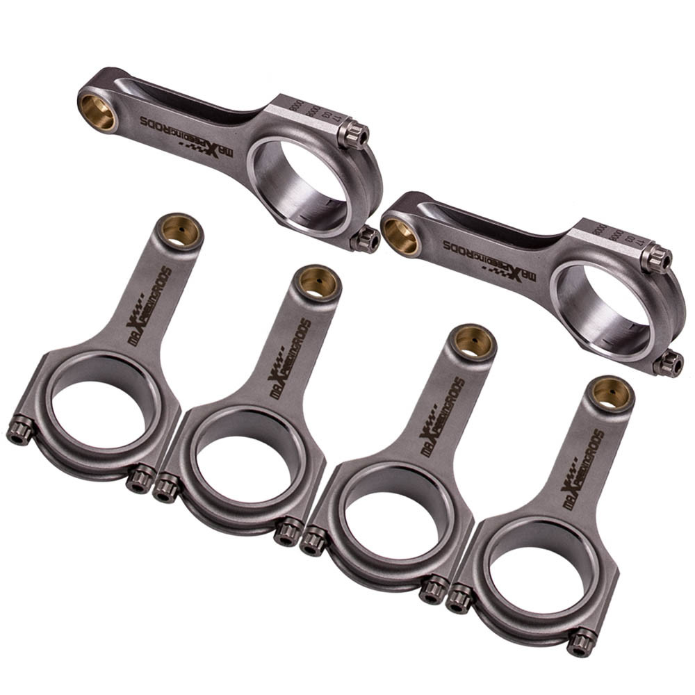 MaXpeedingrods 6 ชิ้นเชื่อมต่อ Rod Rod Rods สําหรับ Nissan RB26 RB28 Skyline R32 R33 119.5 มม.ARP 20