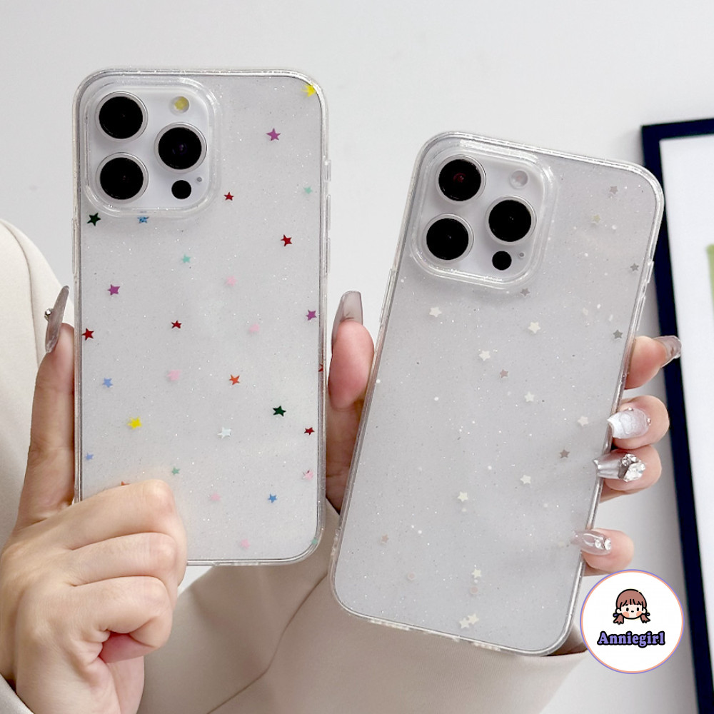 Simple สีสันดาวขนาดเล็กเงาโปร่งใสเคสโทรศัพท์สําหรับ IPhone 11 15 16 Pro Max 16 PLUS 12 13 14 Promax Dirt ทน Soft TPU โทรศัพท์ปกหลัง