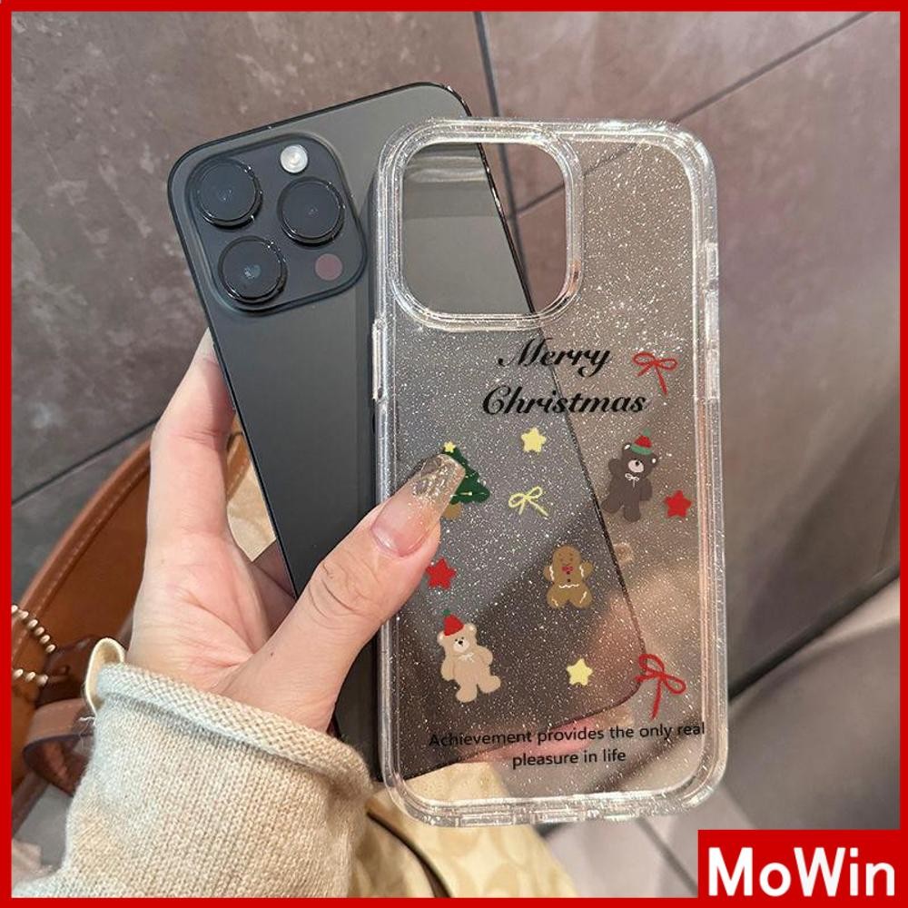 Movin - เคส iPhone 16 Pro Max iPhone 11 เคสใสแบบแวววาว TPU นุ่มสีสันสดใส ต้นคริสต์มาสน่ารัก Compatible iPhone15 Pro max 14 13 12 Pro max XS XR 7 Plus 8 Plus