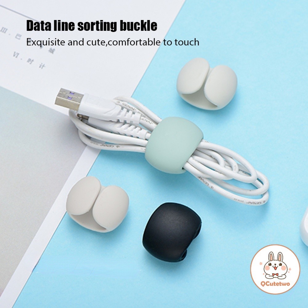 Reusable Data Cable Organizer Winder Finishing Buckle ซิลิโคนหูฟัง Tidy Holder