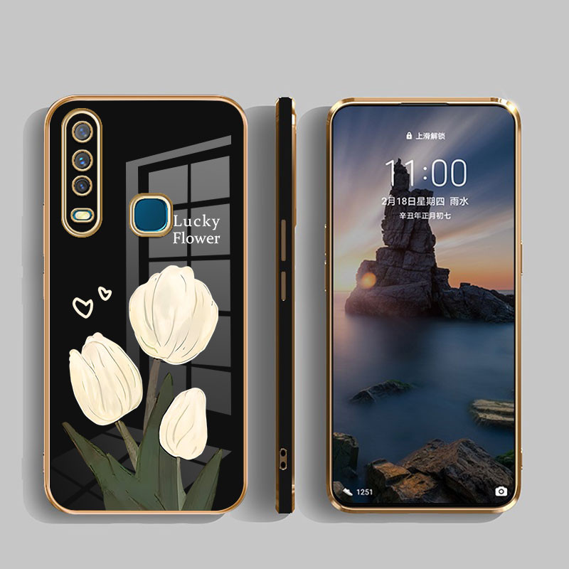 Shining electroplated ดอกทิวลิปสําหรับ OPPO A56S A57 A77S A58 A78 A59 F1S A7 A5S A73 F5 A74 A95 A74 A83 A9 A5 A93 เคสโทรศัพท์น่ารัก