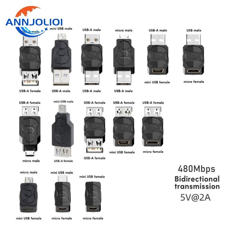 Ann Usb to Micro Usb Mini Usb Adapter Converter ตัวแปลง Usb ชายหญิง 480Mbps