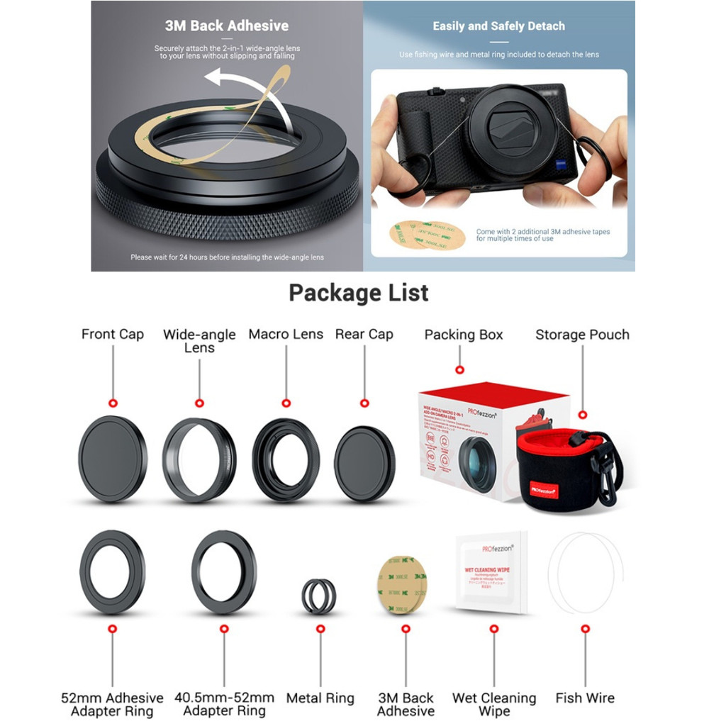 (ส่งจากไทย) JJC 2in1 Adapter Wide-Angle/Macro เลนส์มุมกว้าง for G7XII G7XIII RX100 ZV1 ZV1F ZV1II / Sony E 16-50mm
