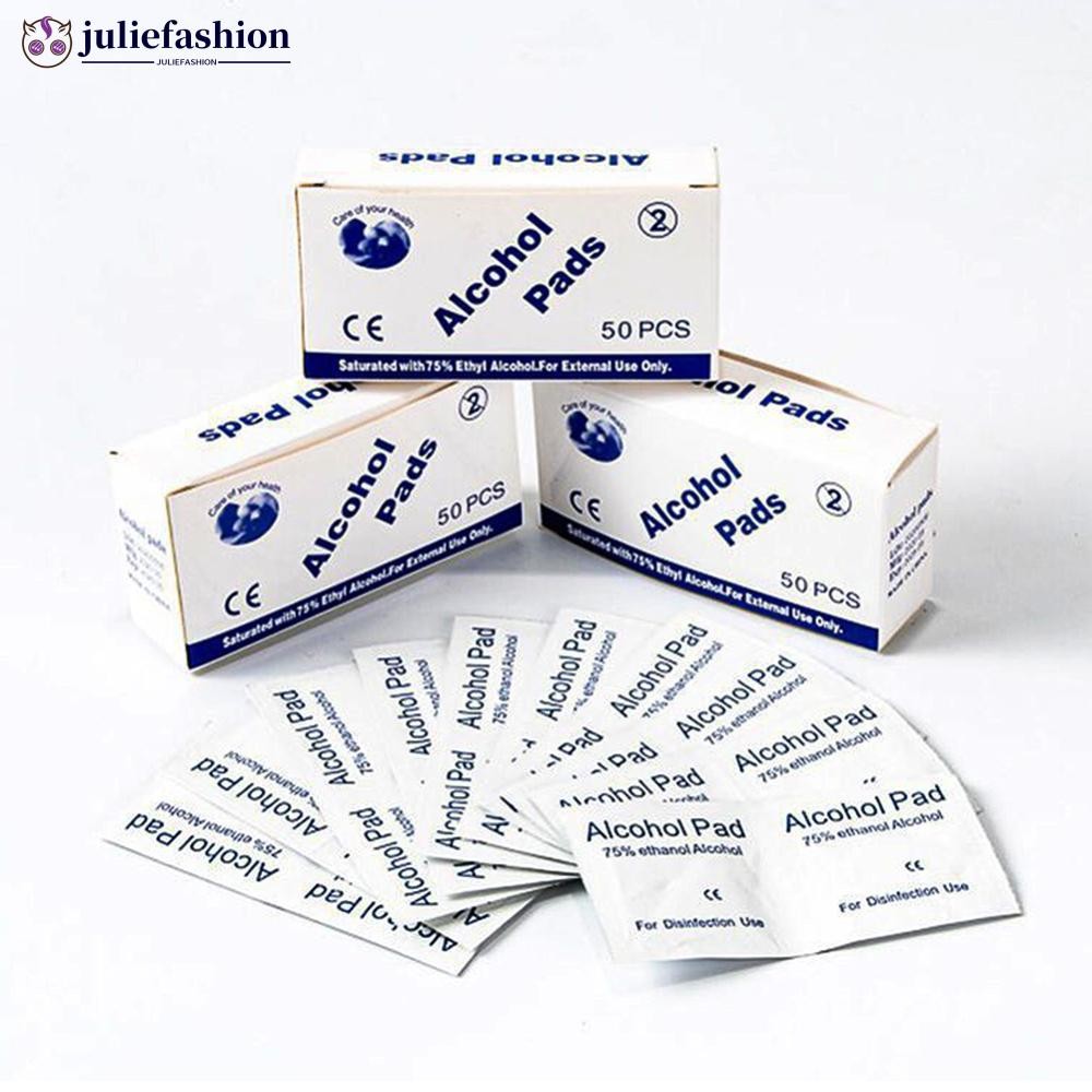 JULIEFASHION 100/50 ชิ้นทิ้งแอลกอฮอล์สําลีแผ่นฆ่าเชื้อเช็ดเลนส์กล้องแท็บเล็ตนาฬิกาทําความสะอาด Care 