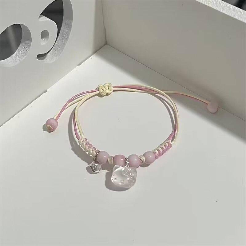 Hellokitty สร้อยข้อมือเชือกมือผงทอมือเฉพาะของขวัญแฟนนักเรียนน่ารัก Hello Kitty ปรับได้ ราคา ถูกที่สุด ดีลบีเคเค แกลเลอรีภาพที่ 9