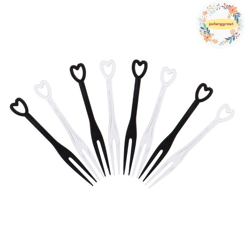 Pufanggreat 100 ชิ้น/ถุงส้อมผลไม้ส้อมพลาสติกใสบ้านรับประทานอาหารอาหารเค้กส้อมผลไม้ TH - รูปที่ 7