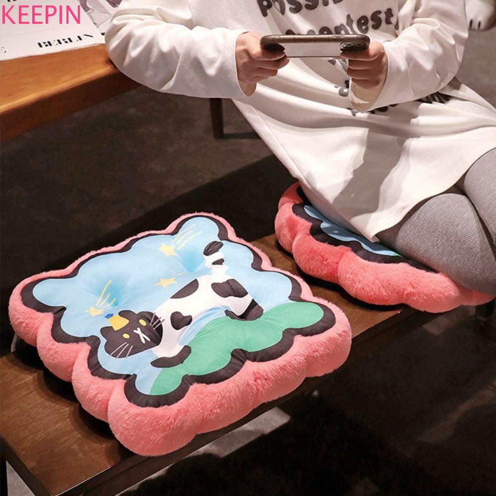 เก็บไว้ การ์ตูนสแควร์เบาะเก้าอี้,แมวพิมพ์น่ารักตุ๊กตาเบาะรองนั่ง, น่ารัก สแควร์รอบลื่นนุ่มตุ๊กตาเก้าอี้เบาะสํานั