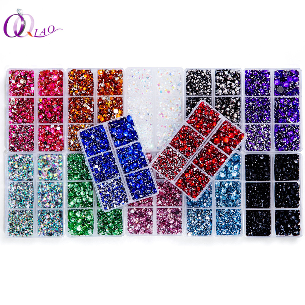 Qiao 6 กริดเรซิ่น Rhinestones Flatback อัญมณีกาวบน Rhinestone Bling Kit สําหรับหมวก, รองเท้า, แก้วน้ํา