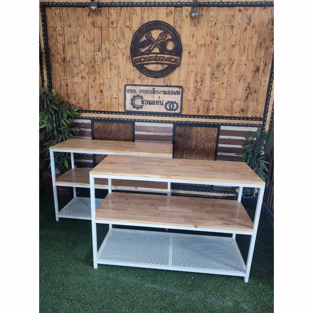 IRONSERVICE : ชั้นวางของ 3 ชั้น พื้นไม้ เฟอร์นิเจอร์ โครงเหล็กกันสนิม ตกแต่งบ้านและสวน มีประกัน"