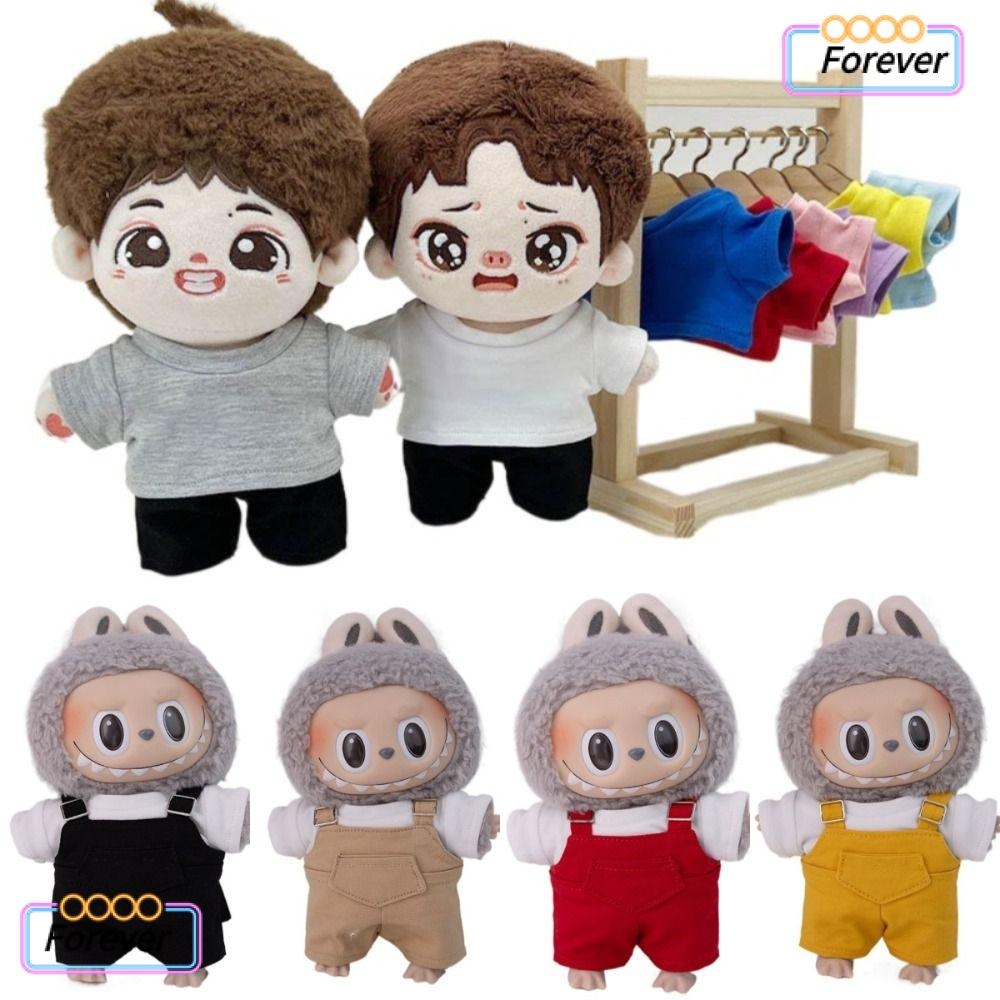 Forever 17 ซม.Labubu T-กางเกงขาสั้น,เด็กของขวัญตุ๊กตา DIY เสื้อผ้า,มินิหลายสไตล์เปลี่ยนตุ๊กตาสีทึบชุดอุปกรณ์เสริมของเล่นเด็ก